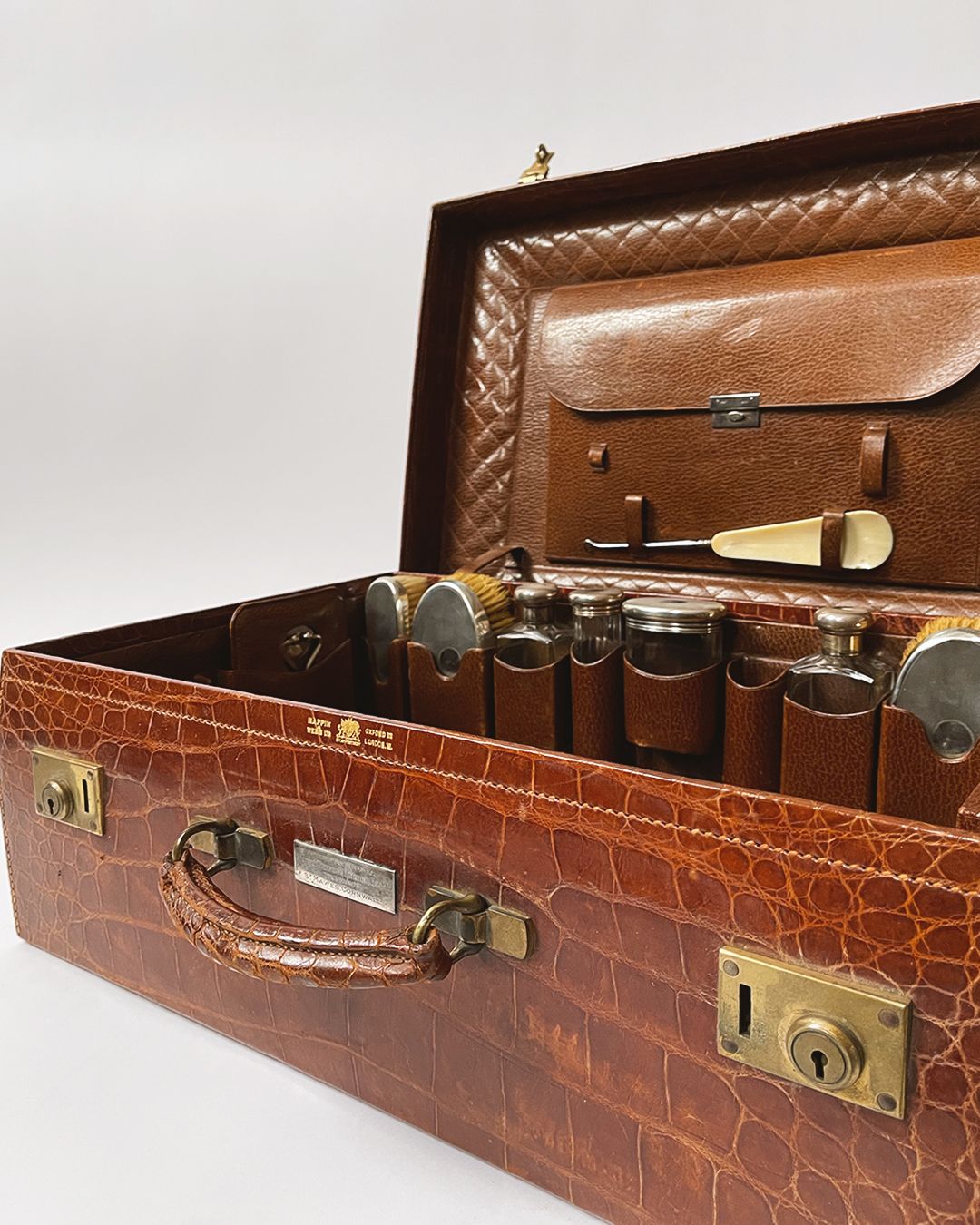 Antique Crocodile Gentleman's  Case - Mappin & Webb