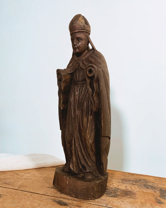 Antique Religious Wood Carving - Bishop - Room Four
