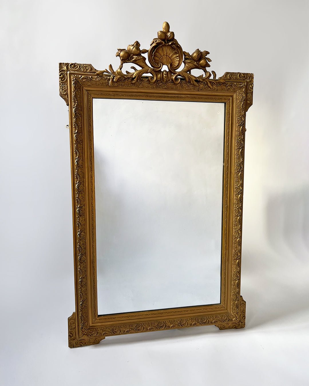 Large Antique Ornate Gilt Framed & Stucco Mirror - Room Four