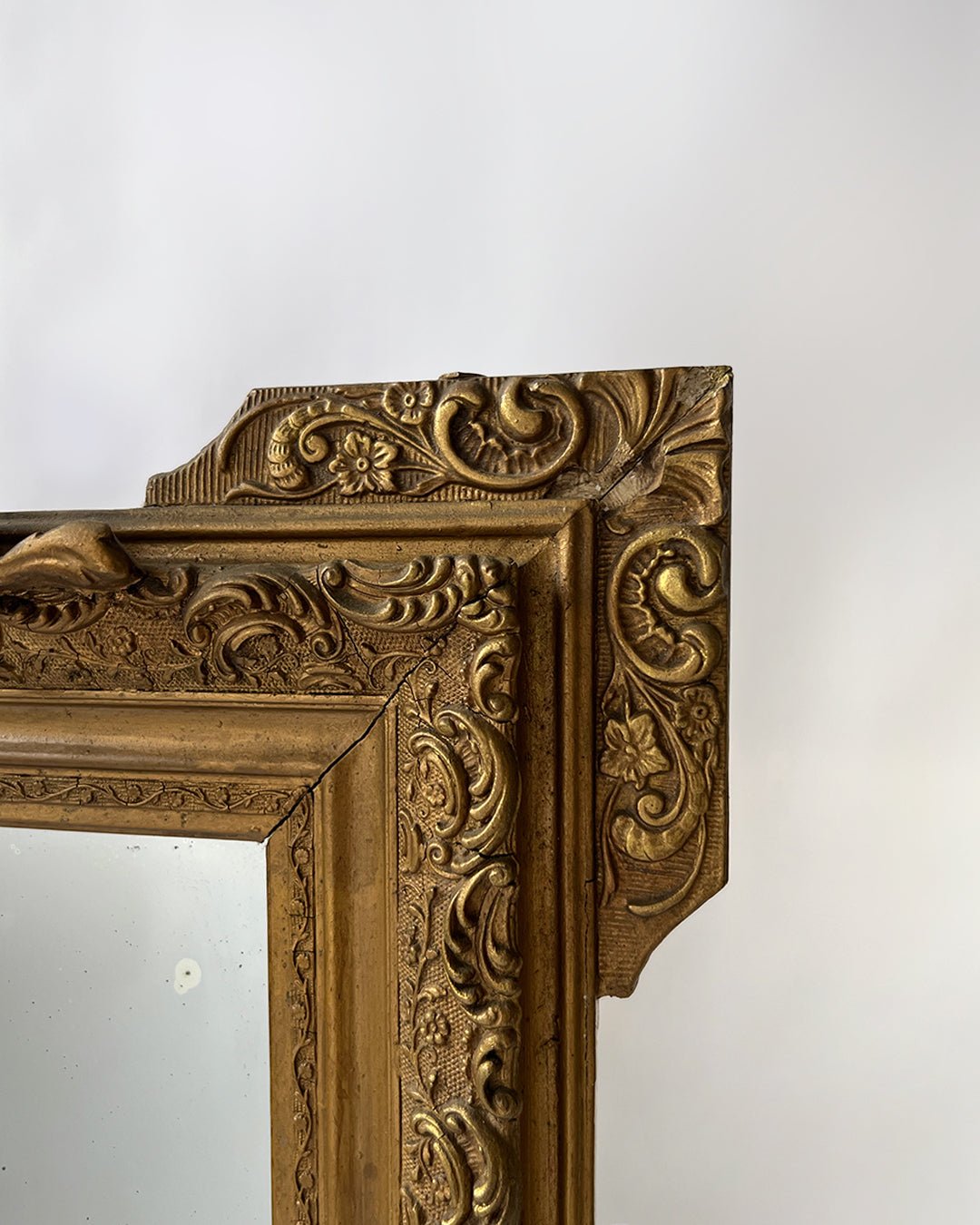 Large Antique Ornate Gilt Framed & Stucco Mirror - Room Four