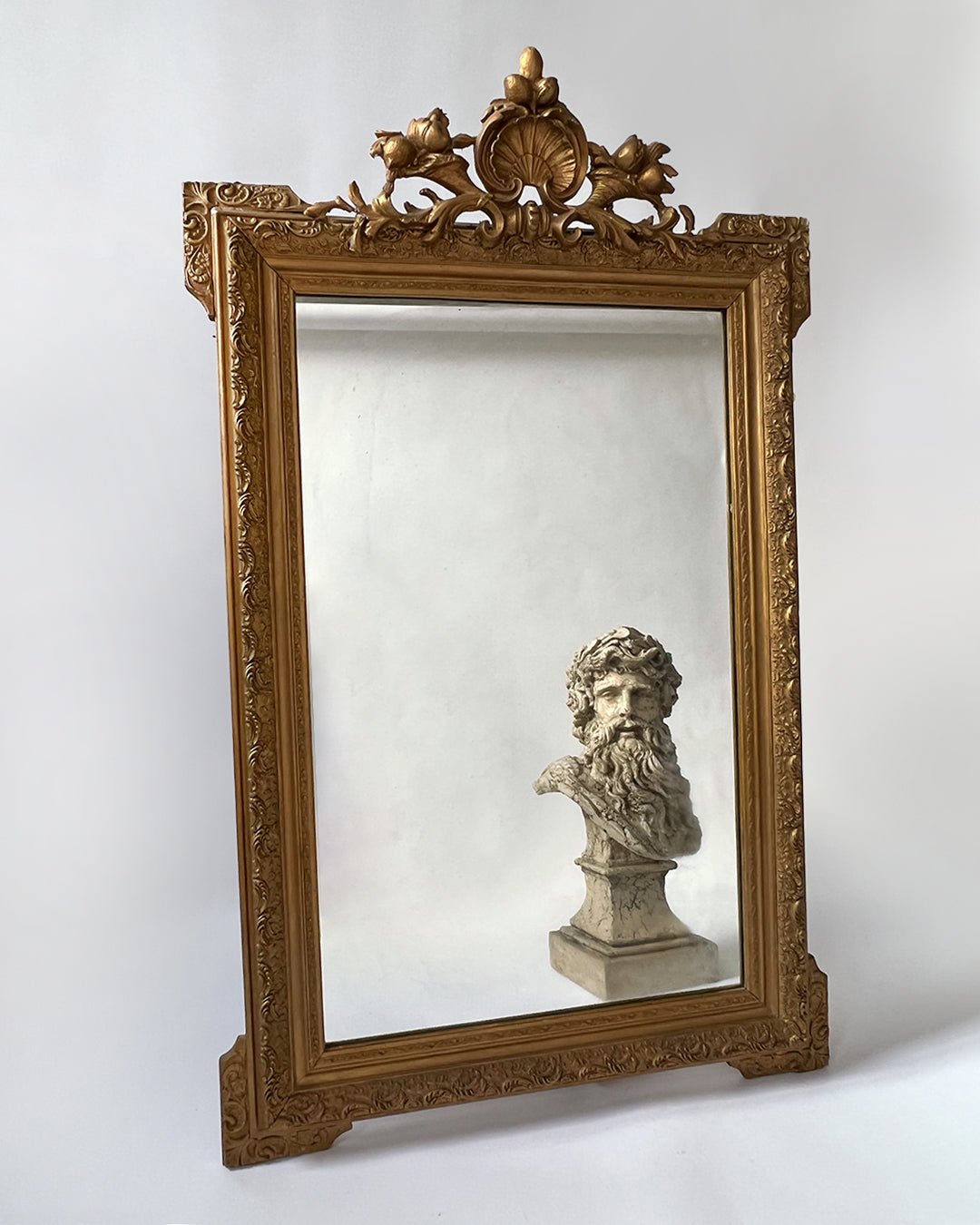 Large Antique Ornate Gilt Framed & Stucco Mirror - Room Four