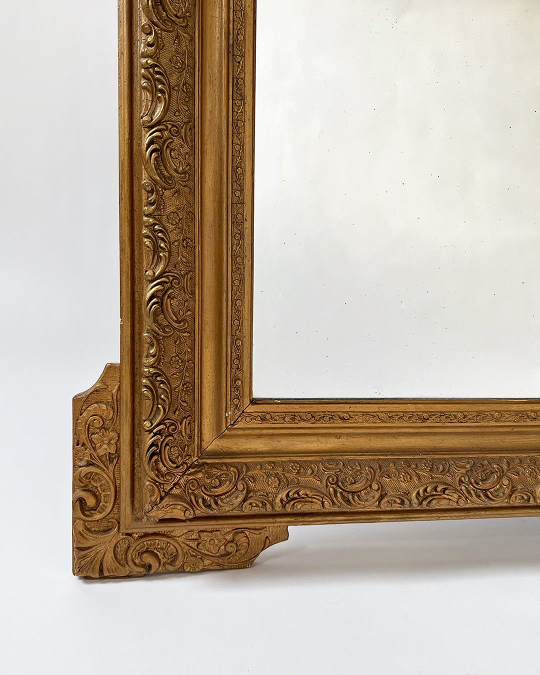 Large Antique Ornate Gilt Framed & Stucco Mirror - Room Four