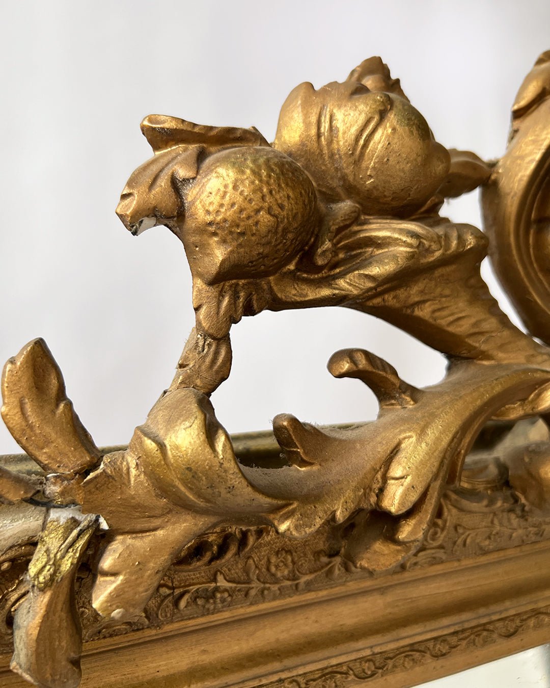 Large Antique Ornate Gilt Framed & Stucco Mirror - Room Four