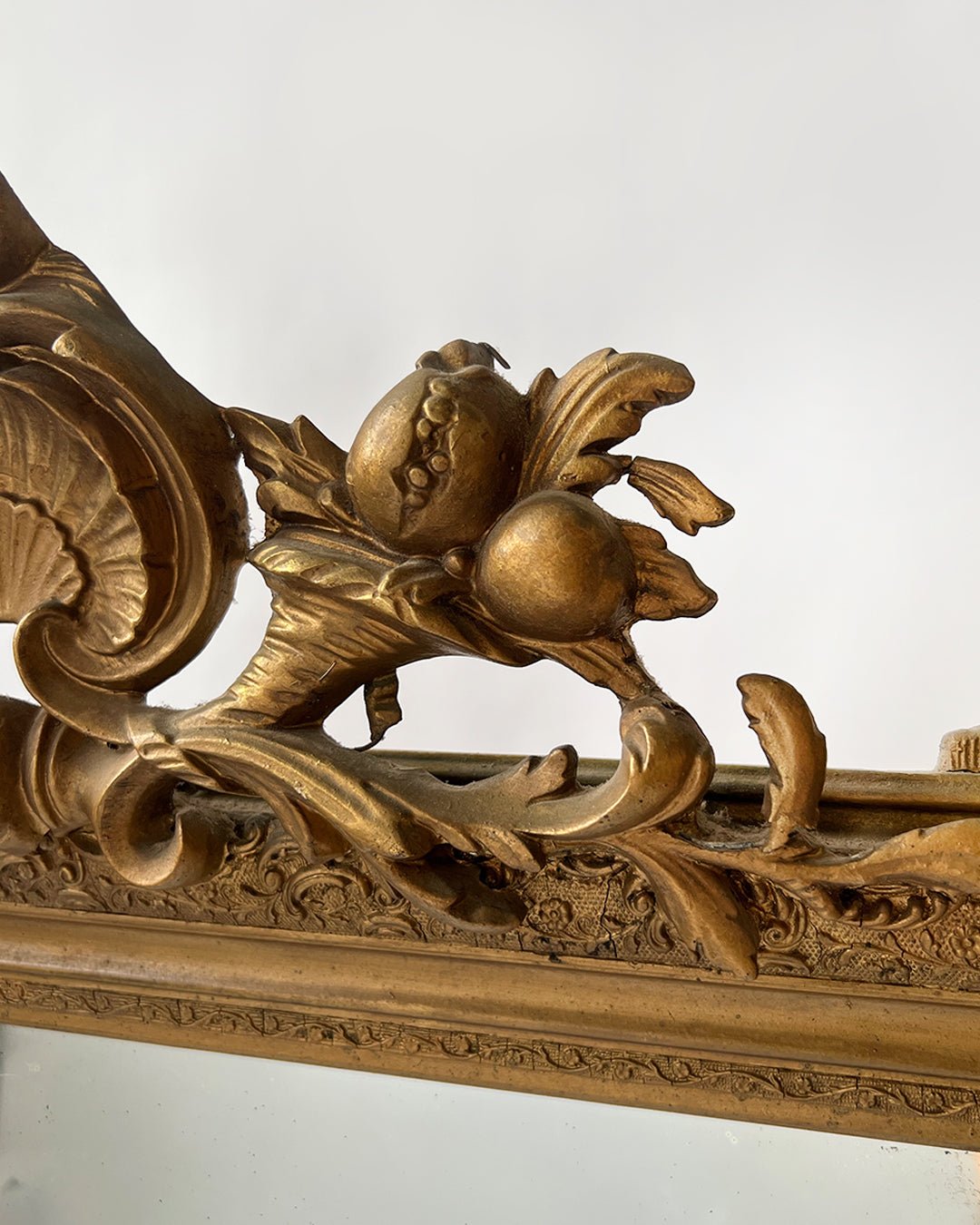 Large Antique Ornate Gilt Framed & Stucco Mirror - Room Four