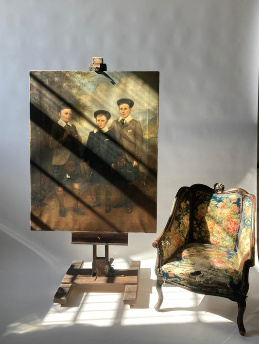 Large Triple Portrait On Canvas - Dow Family - Room Four