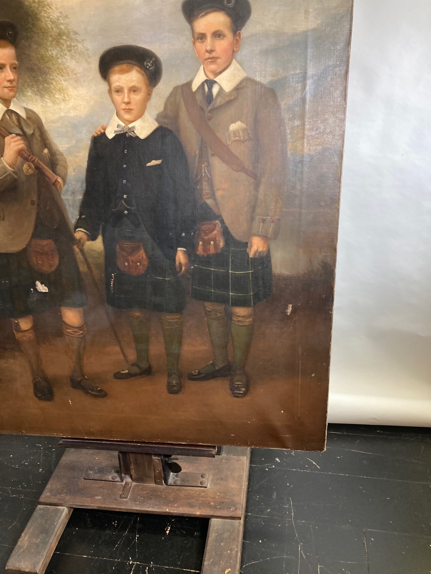 Large Triple Portrait On Canvas - Dow Family - Room Four